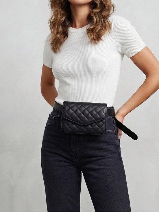 Handbags - Black Quilted Belt Bag Minimalist Chic Hands-Free Waist Pack Versatile Crossbody